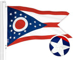 G128 Combo Pack: USA American Flag 3x5 Ft Embroidered Stars & Ohio State Flag 3x5 Ft Embroidered