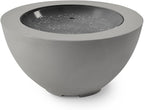 Outdoor GreatRoom Co Propane Fire Pit Table - Cove Gas Fire Pits for Outside Patio - 29 Inch Round Bowl Concrete Firepit Fire Table with Glass Tabletop Cover, Tempered Clear Glass Gems, 80,000 BTU