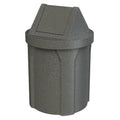 42 Gallon Round 100% Recycled Plastic Heavy Duty Outdoor Trash Can with Swing Top Lid - Dark Granite