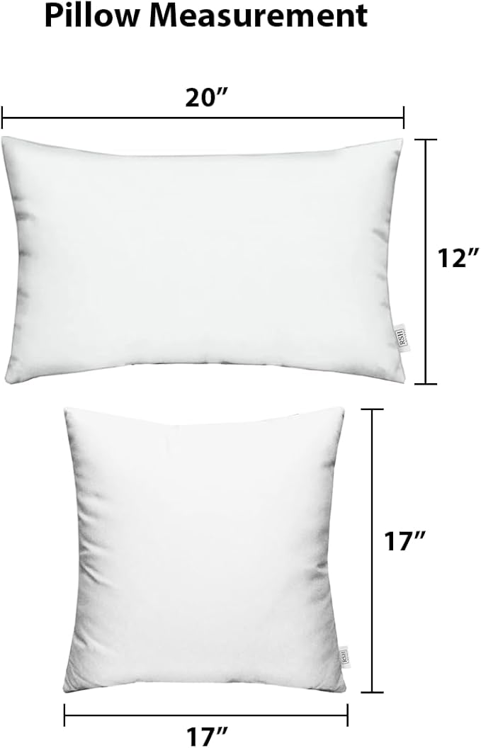 RSH DECOR: Lumbar & Square Throw Pillows Set of 4 | 20" x 12" & 17" x 17" | All-Weather Spun Fabric | Water and Fade-Resistant | Outdoor Accent Pillows for Patio Furniture | Oakmont Hightown Festival