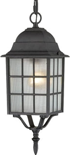 Nuvo Lighting 60/4913 Adams One Light Hanging Lantern 100 Watt A19 Max. Frosted Glass Textured Black Outdoor Fixture