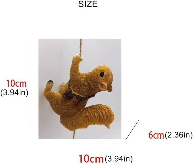Climbing Squirrel Tree Hugger Statue - UV Resistant Resin Hanging Garden Sculpture, Waterproof Outdoor Decor for Yard, Patio, Porch (Squirrel)