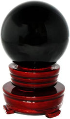 Obsidian Crystal Sphere Ball with Wood Stand Large Healing Crystals Sphere Sculpture Home Office Decoration Fengshui Meditation Healing 100mm 3.93'' (Obsidian, 3.93")