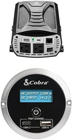 Cobra CPI400PSW Pure Sine Portable Power Inverter with Compatible Cobra CPIALCDG1 Remote Controller: 2 Grounded AC Outlets, 2 Fast Charge USB Ports, Remote On/Off, 4 Mounting Options, Black
