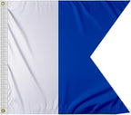 AGAS Alpha Code A Marine Signal 3x3 Ft - Printed 200D Nylon - Canvas Header - Brass Grommets - Colorfast & Stitched Edges - Nautical Boat Flag - Naval Code Signal Flag.
