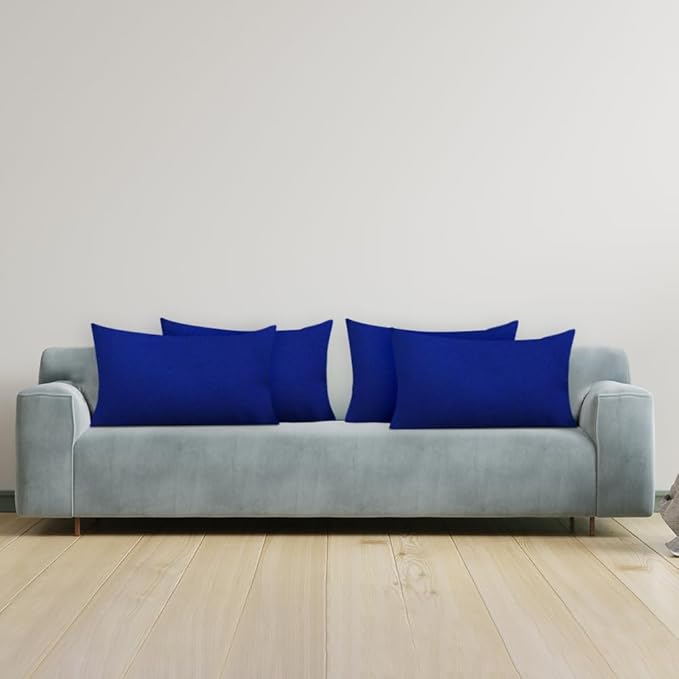 Covers & All Premium Rectangle ThrowPillow Inserts with Covers Set of 4, 12 x 20 Inches Blue, Decorative Cushions for Couch Sofa Home Decor Office Travel UV Resistant Waterproof Soft Cushions Pillows