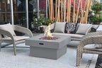AMS Fireplace | Modeno Branford Package | Light Gray Liquid Propane Gas Fire Pit Table for Outside Patio Bundle with Tank Cover, Wind Guard & SS Burner Lid | Free Ice Bucket & Rubber Mat