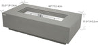 AMS Creations | Madison 60" Bundle Rectangular Natural Gas Outdoor Fire Pit Table | Light Gray Concrete GFRC | Smooth Texture or Surface | Electronic Ignition | Outside Backyard Fireplace