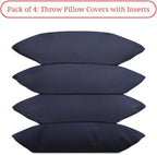 Covers & All Premium Square Throw Pillow Inserts with Covers Set of 4, 16 x 24 Inches Navy Blue, Decorative Cushions for Couch Sofa Home Decor Office Travel UV Resistant Waterproof Soft Cushions