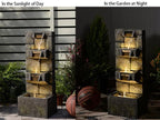 32.2 Inch Outdoor Water Fountain 3-Tiers Garden Waterfall Fountain Outdoor Cascade Water Feature with Lights and Pump for Garden Patio Porch Yard Pool Home Decor, Gift
