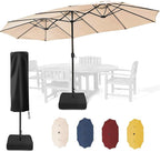 Sundale Outdoor 15ft Large Patio Umbrella with Base Included and Umbrella Cover, Outdoor Double-Sided Umbrella