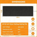 Snow Melting Mats Outdoor for Walkways, 20 x 60 2 Pack in No-Slip Heated Outdoor Mats with 10 ft Power Cord, 3 in/h Speed Snow and Ice Melting Pads for Winter Backyards Snow Removal