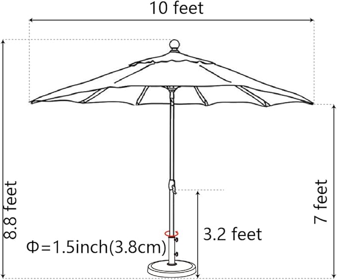 EliteShade USA 10-Year-Non-Fading 10Ft Market Umbrella Patio Umbrella Outdoor Table Umbrella with Ventilation, Royal Blue