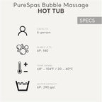 INTEX 28427EH PureSpa Bubble Massage Spa Set Outdoor Inflatable Portable Hot Tub, Includes Energy Efficient Spa Cover, Saltwater System Ready, 6 Person, 85in x 28in