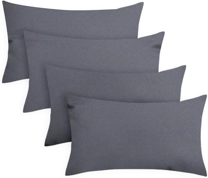 Covers & All Premium Square Throw Pillow Inserts with Covers Set of 4, 20 x 26 Inches Charcoal Gray, Decorative Cushions for Couch Sofa Home Decor Office Travel UV Resistant Waterproof Soft Cushions