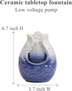 Fountain Tabletop Indoor and Outdoor Home and Garden Decoration Waterfall Water Feature Ceramic mini Fountain (Blue S085)