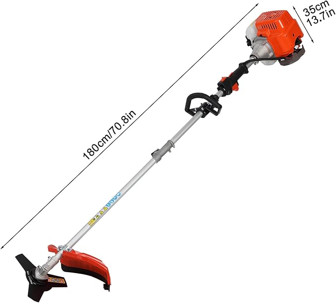 52cc Gas Weed Eater,Gas String Trimmer,5 in 1 Cordless Hedge Trimmer[2 Stroke],Multi Garden Tools Brush Cutter, Weed Wacker, Pole Saw with Extension Pole, String Trimmer for Yard Lawn (red)