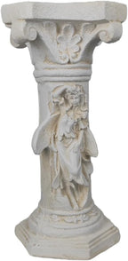 Vintage Weathered 21.3’’H Winged Angel Roman Column Statue Oxidized Magnesium Pedestal Base for Home Garden Yard Patio Decor Event Displays, White