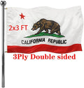 Jayus Double Sided California Republic Sates Flags 2x3 FT Outdoor - Vivid Colors 3Ply Cali CA Bear Flags Banners- Heavy Duty 100% Polyester with 2 Brass Grommets