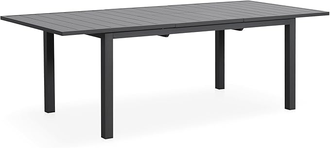 Aluminum Extendable Outdoor Dining Table, 68"-91.5" Adjustable Length Oversized Patio Table for 6-10 People, All-Weather Patio Dining Table with Adjustable Feet for Deck Balcony Garden, Grey