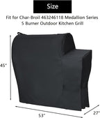 Outdoor Grill Cover for Charbroil Medallion Series Modular Outdoor Kitchen 5-Burner Grill, Waterproof BBQ Griddle Cover for Char Broil Model 463246118,Black