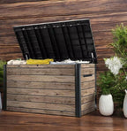 230 Gallon Deck Storage Box Outdoor Patio Container (Ash Wood Brown)