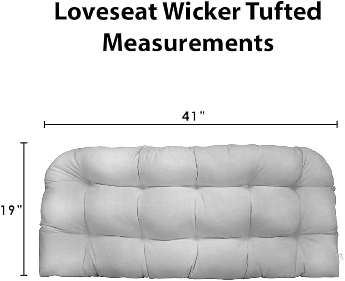 RSH DECOR: Sunbrella Tufted Wicker Loveseat Cushion | 41” x 19" | Water and Fade-Resistant Performance Fabric | Outdoor Settee Cushion for Patio Furniture | Canvas Forest Green