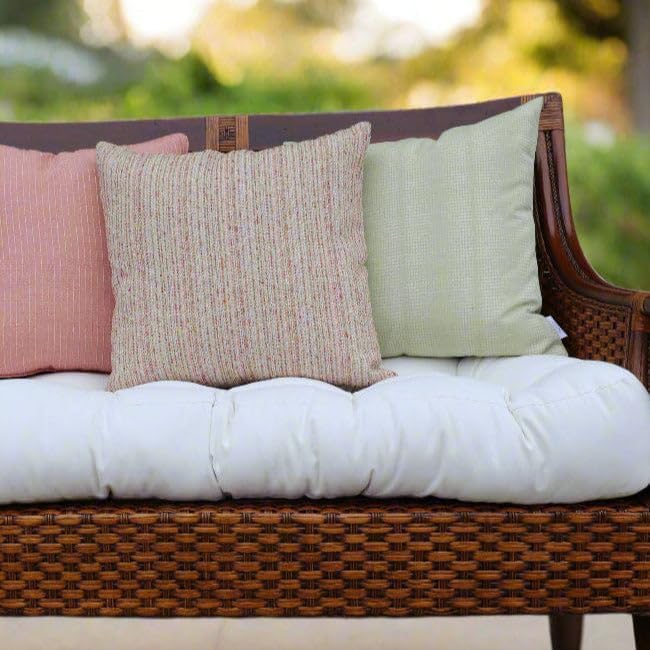 RSH DECOR: Sunbrella Play Square Throw Pillows Set of 4 | 17" x 17" | Water and Fade-Resistant Performance Fabric | Outdoor Pillow Covers with Down-Alternative Inserts | Play Scarlet