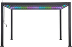 MIRADOR 111S LED Louvered Pergola Gazebo, 10Ft x 13Ft, Integrated LED Strip Lights, Full Aluminum Frame, Adjustable Roof, Outdoor, Durable, Charcoal