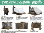 COBIZI 10x10ft Pop up Gazebo Screen House Tent for Camping, Pop-up Camping Canopy with Sidewalls,Portable Outdoor Quick-Set Hub Tent with Carrying Bag&Ground Stakes,Brown(Upgraded 2.0)