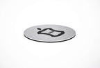 Metal Compost Sign | 2” Round, Compost Bin Label for Waste Basket | Brushed Silver Aluminum with Black Compost Symbol | Environment Signs | Ready to Hang