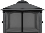 MASTERCANOPY 10x10FT Outdoor Patio Gazebo with Mosquito Netting for Backyard, Patio, Garden Dark Grey
