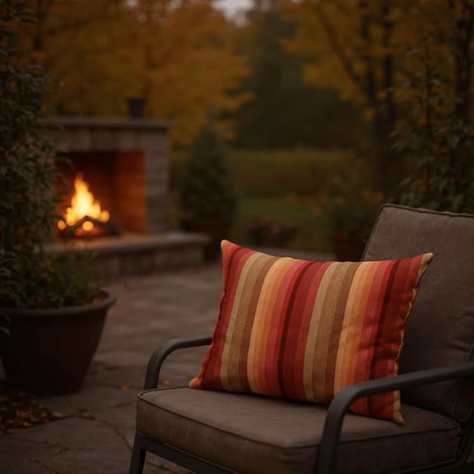 RSH DECOR: Sunbrella Pillow Covers Set of 4 | Covers Only - 20" x 12" | Outdoor Lumbar Pillow Covers Crafted with Sunbrella Performance Fabric | Astoria Sunset