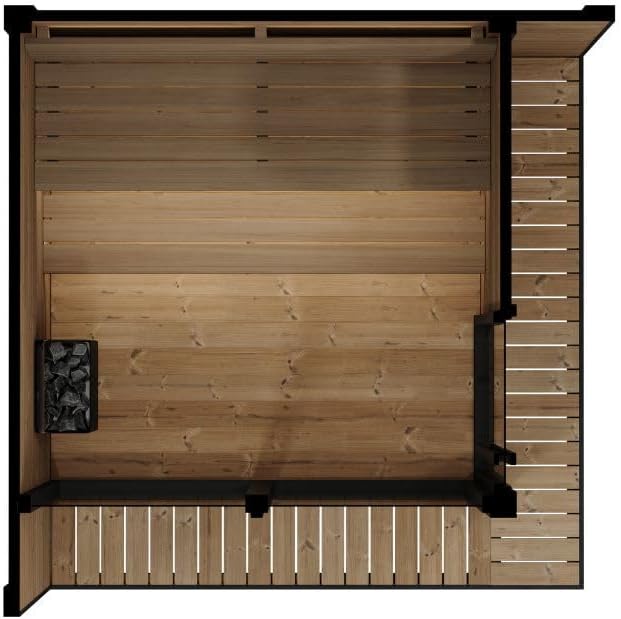 GL6 Outdoor Sauna Kit, Garden Luxury-Series Outdoor DIY Sauna Kit, Thermo-Spruce, up to 6 Persons Bundles (Sauna Heater and Sauna Stones Included) (Drop 9 WiFi - Gold)