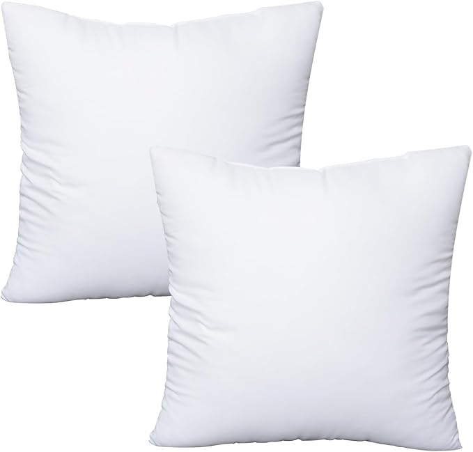 OKBA Throw Pillows Insert Set of 2, with 100% Cotton Cover,Bed and Couch - Indoor Hotel Decorative Pillows, 20x20 in White Pillows Inserts