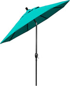California Umbrella 9' Rd Pacific Trail Series Aluminum Patio Umbrella, Crank Lift, Push Button Tilt, Black Finish, Sunbrella Aruba Fabric