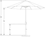 California Umbrella 9' Round Sunbrella Aluminum Outdoor Deck, Pool or Patio Umbrella, Crank Lift, Auto Tilt, Bronze Pole, Regatta