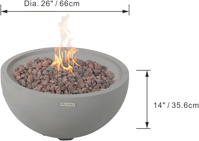 AMS Fireplace | Modeno | Nantucket | Firepit Table | Cover and Lava Rocks Included | (Fuel: Natural Gas - Light Gray)