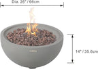 AMS Fireplace | Modeno Nantucket Package | Light Gray Liquid Propane Gas Fire Pit Table for Outside Patio Bundle with Tank Cover and SS Burner Lid | Free Ice Bucket
