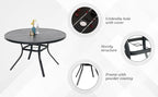 7-Piece Patio Dining Set, 48-Inch Round Dining Table with 6 Stackable Chairs, All-Weather Brown Tan