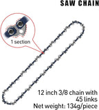 12-Inch Chainsaw Chain 4-Pack – 3/8" LP Pitch, .050" Gauge, 45 Drive Links, Semi-Chisel Replacement Chain for 12" Electric Mini Chainsaw and Pole Pruner