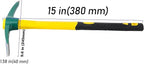 Pick Mattock Hoe Heavy Duty, Gardening Hand Pick with 15 Inch Shock Absorption Rubber Handle and Forged Head, Pick Axe Hand Tool for Digging Weeding Prospecting Camping