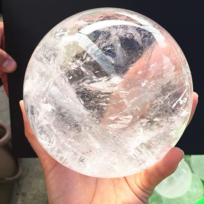 Natural Clear Quartz Crystal Ball,White Crystal Sphere Healing Crystal Ball with Stand Home Decor Prosperous Love Invite Wealth + Pedestal (700g)…