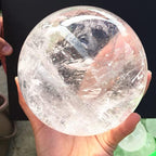 Natural Clear Quartz Crystal Ball,White Crystal Sphere Healing Crystal Ball with Stand Home Decor Prosperous Love Invite Wealth + Pedestal (500g)…