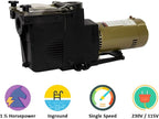 Rx Clear Ultimate Niagara 1.5 HP Pool Pump for Inground Swimming Pools | 48 or 56 Frame | 115/230 Volt | 8.5/4.3 Amps | Corrosion Proof | Large See-Through Strainer Cover