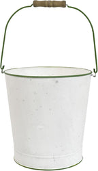 Vintage Welcome to My Garden Metal Planter Bucket with Wooden Handle, Rustic Farmhouse Flower Pot, Decorative Indoor Outdoor Gardening Container for Succulents, Herbs, Home Decor