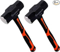 2 Pack 3lb Sledge hammer with 12.8 Inch Shock-Resistant Fiberglass Handle,Heavy Duty Drilling Crack Hammer with Forged Steel Head