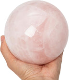 Large Rose Quartz Crystal Sphere Natural Pink Healing Crystal Ball with Stand Meditation Decorative Balls Home Decor 90-100mm/3.5-3.9"