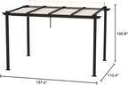 Domi Outdoor Living 9’ x 13’ Outdoor Retractable Pergola Against The Wall with Weather-Resistant Canopy Aluminum Garden Pergola Patio Grill Gazebo for Courtyard(Beige Canopy)