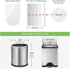 180 Counts 2 Gallon (1.8-2 Gal) Small Trash Bags Garbage Bags by RayPard, fit 1.6,1.8,2,2.2 Gal Waste Basket, 6.5-7 Liter Strong Trash Can Liners for Home Office Kitchen Bathroom Bedroom, Clear